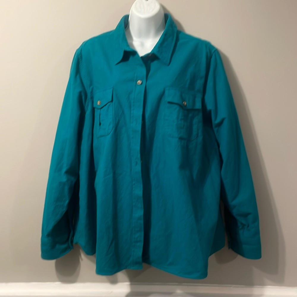 LL Bean button down shirt unisex turquoise 3X pure cotton